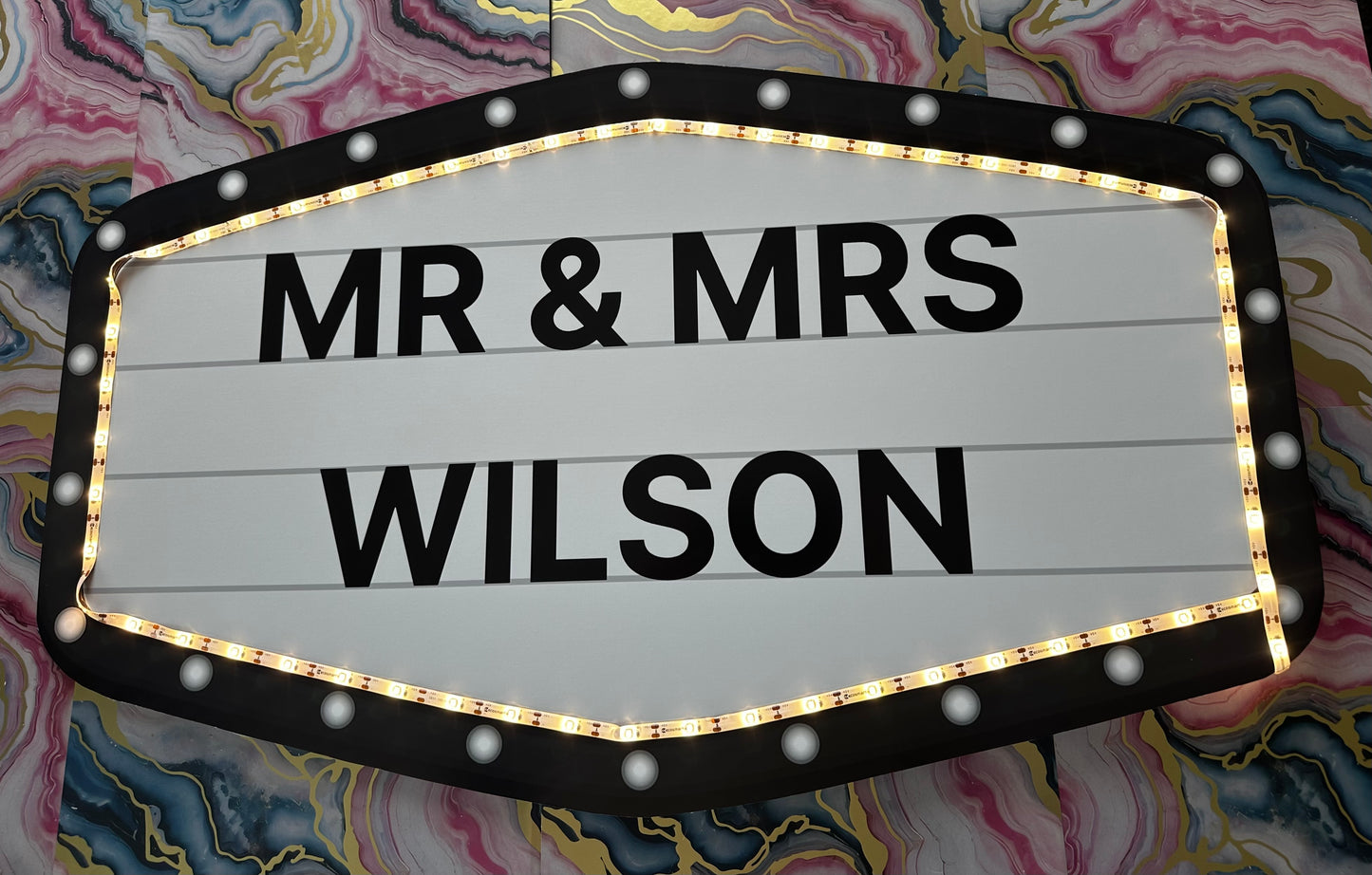 Black and White Marquee Wedding Reception Entrance Sign