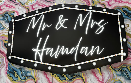 Black and White Angled Hexagon Wedding Reception Entrance Sign