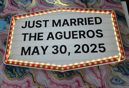 Large Red and Gold Marquee Wedding Reception Entrance Sign