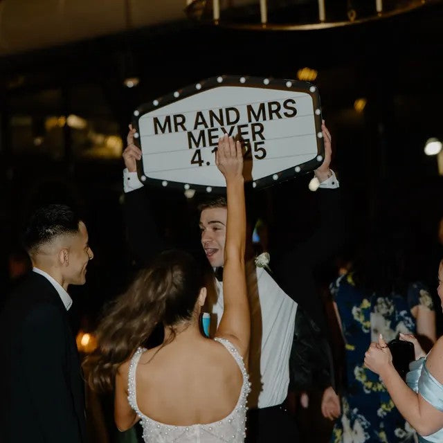Black and White Marquee Wedding Reception Entrance Sign