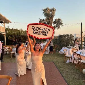 Red and Gold Marquee Wedding Reception Entrance Sign