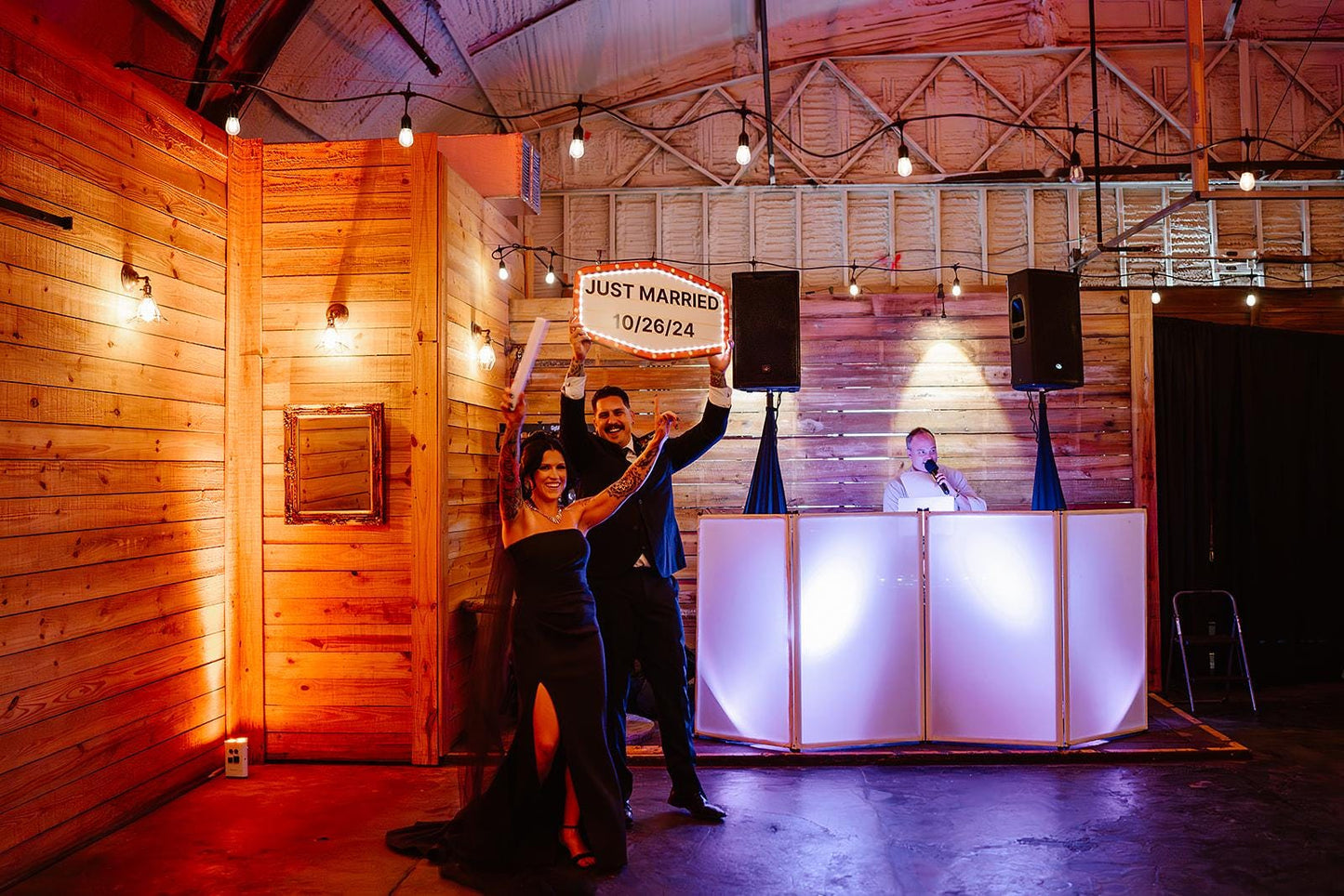 Red and Gold Marquee Wedding Reception Entrance Sign