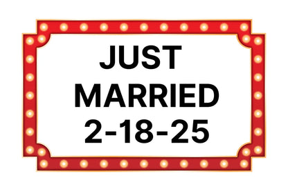 Red and Gold "Ticket" Marquee Wedding Reception Entrance Sign