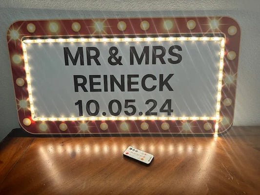 Red and Gold Rectangle Wedding Reception Entrance Sign