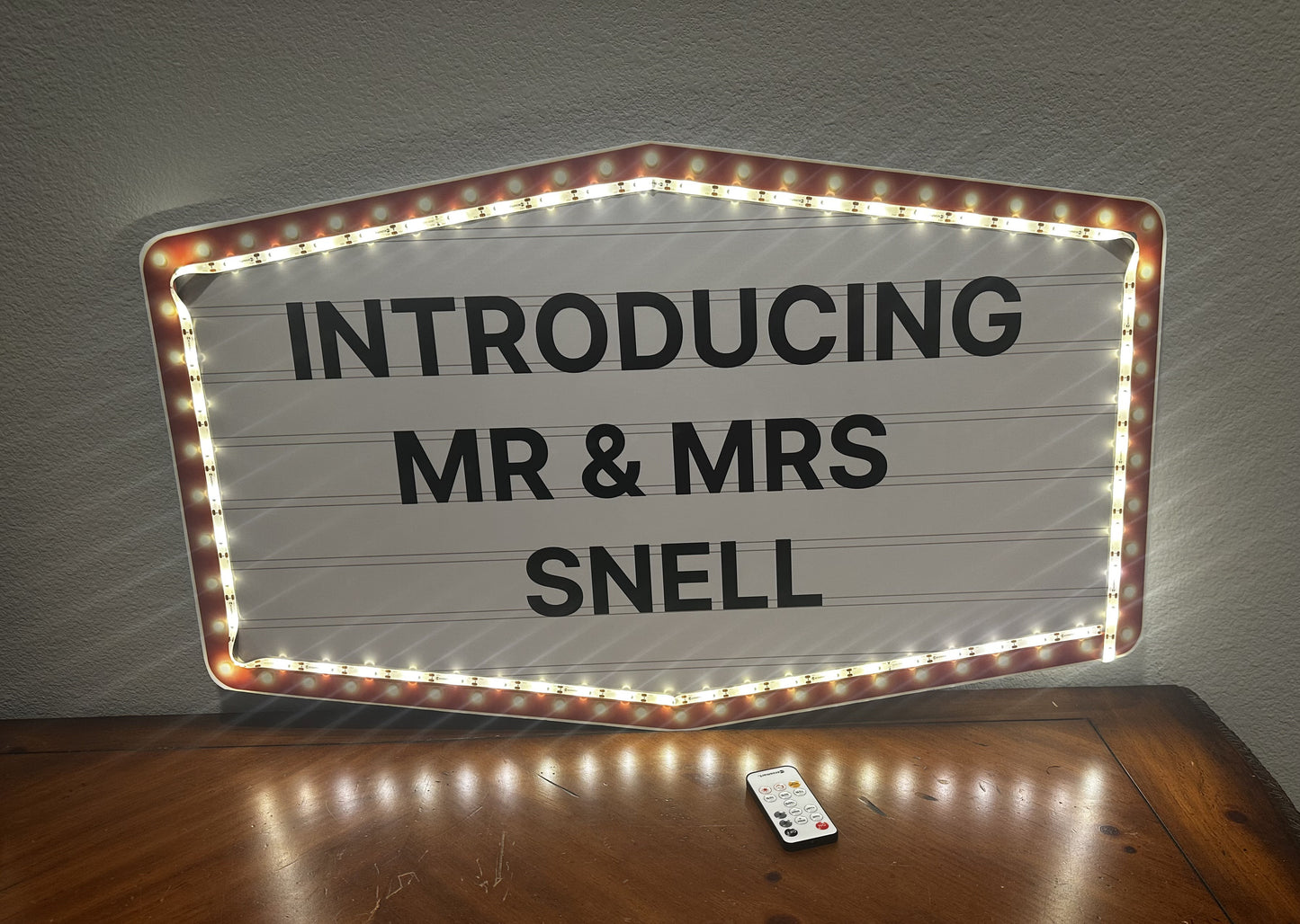 Large Red and Gold Marquee Wedding Reception Entrance Sign